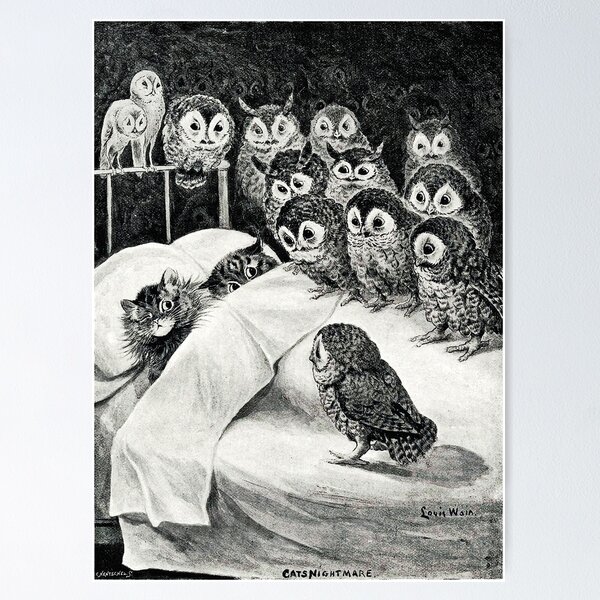 Item preview, Louis Wain Cat Nightmare Owl Bird designed and sold by TeeARTHY.