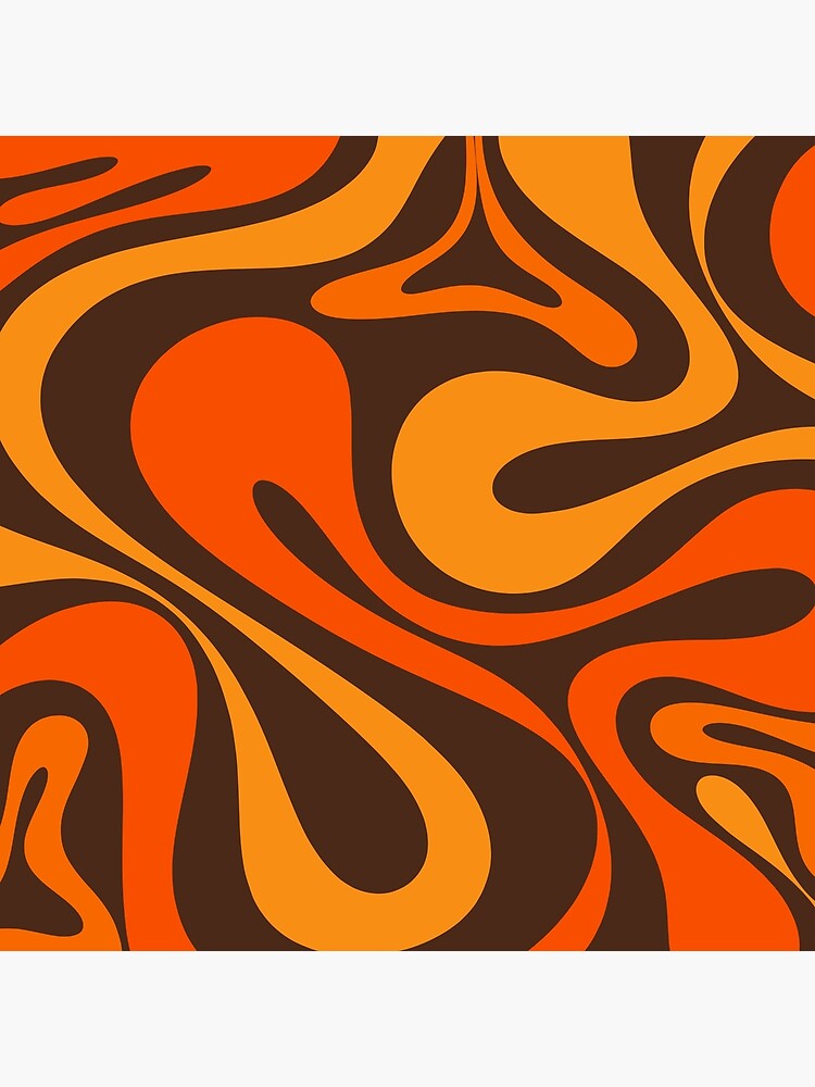 Mod Swirl Retro Abstract Pattern in 70s Brown and Orange
