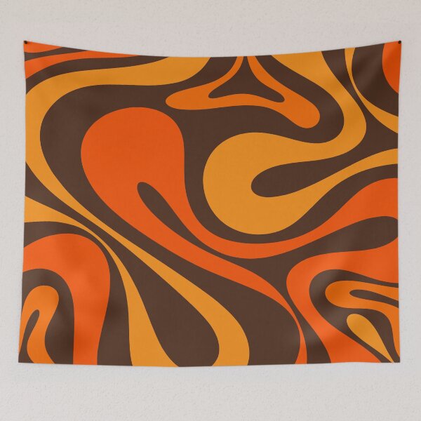 Item preview, Mod Swirl Retro Abstract Pattern in 70s Brown and Orange designed and sold by kierkegaard.