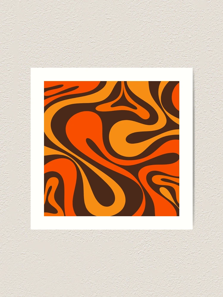 Mod Swirl Retro Abstract Pattern in 70s Brown and Orange