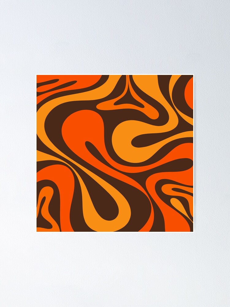 Mod Swirl Retro Abstract Pattern in 70s Brown and Orange