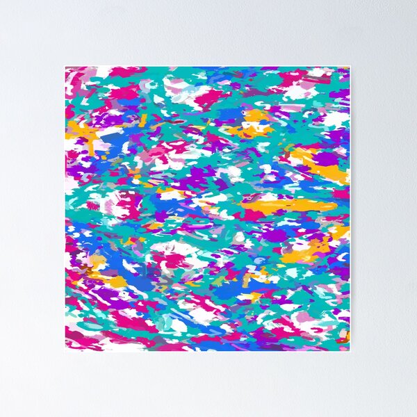 Blue, Fuchsia and Yellow Abstract Poster