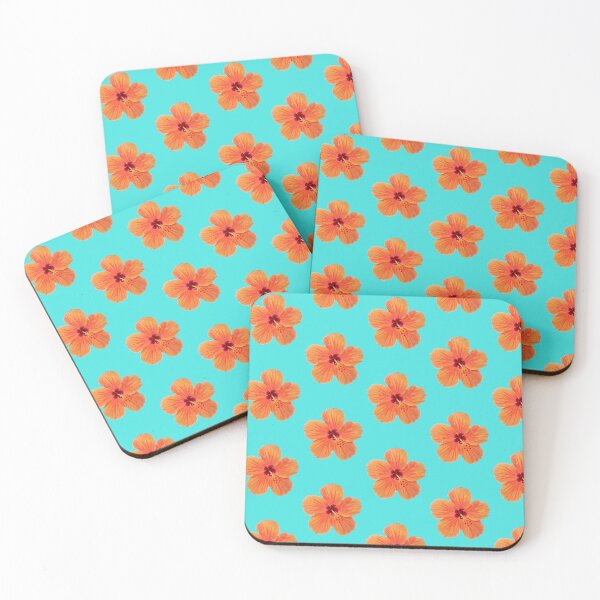 Item preview, Orange Hibiscus | Flower Pattern | Bright Teal designed and sold by Art-y-Son.