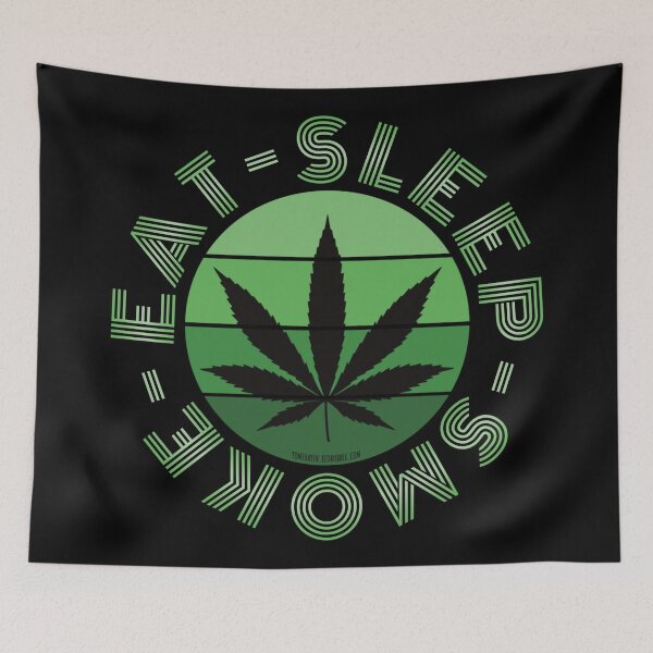 Item preview, Retro Vintage Sunset Green Pot leaf-eat sleep smoke repeat designed and sold by YomeHayin.