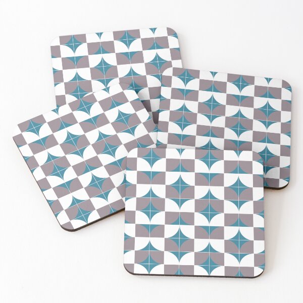 Item preview, Retro mod taupe teal white geometric pattern designed and sold by Lubo Lubenov.
