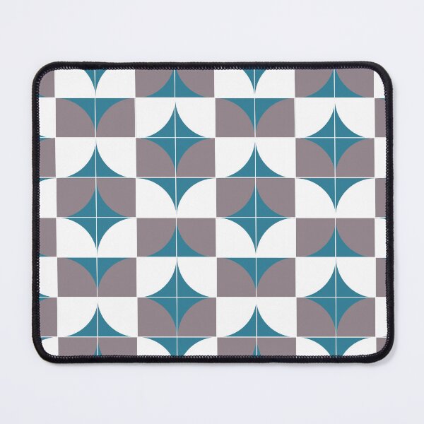 Item preview, Retro mod taupe teal white geometric pattern designed and sold by Lubo Lubenov.