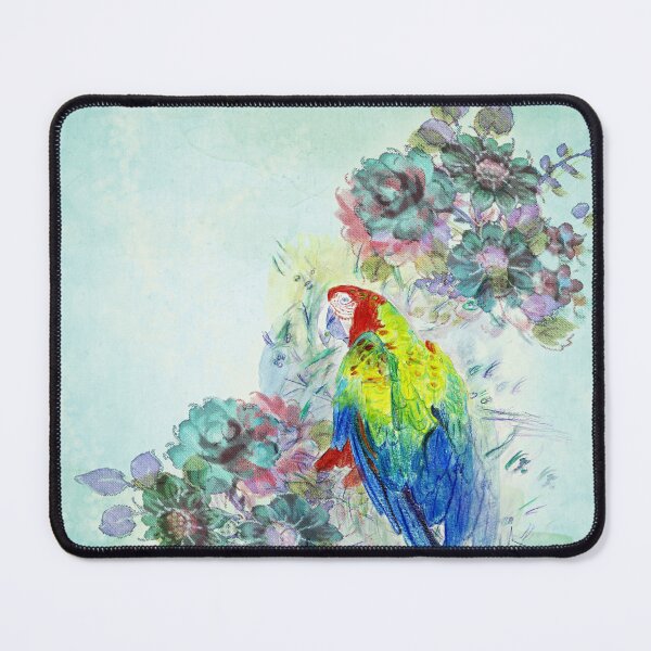 Item preview, Parrot on floral Design - jade wash designed and sold by Alicia-Pilar Mogollon.