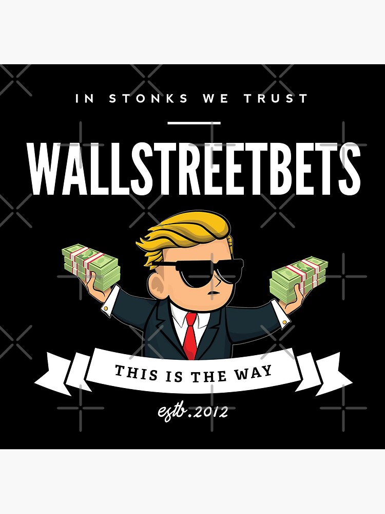 "Wallstreetbets Stonks (Black Square Cut)" Sticker by DesignsByER