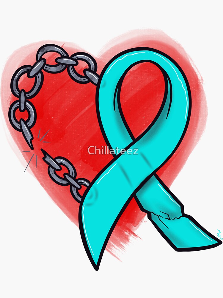 Addiction recovery ribbon and heart | Sticker