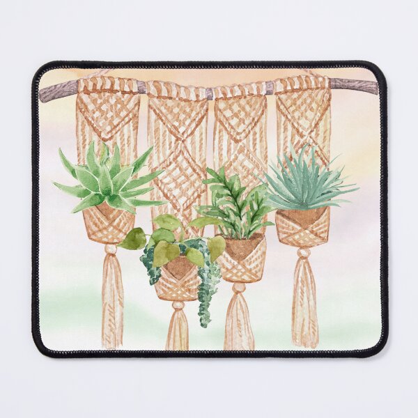 Item preview, Macramé Hanging Basket - Cute Potted Plants Watercolor Art designed and sold by SeasonsChange-.