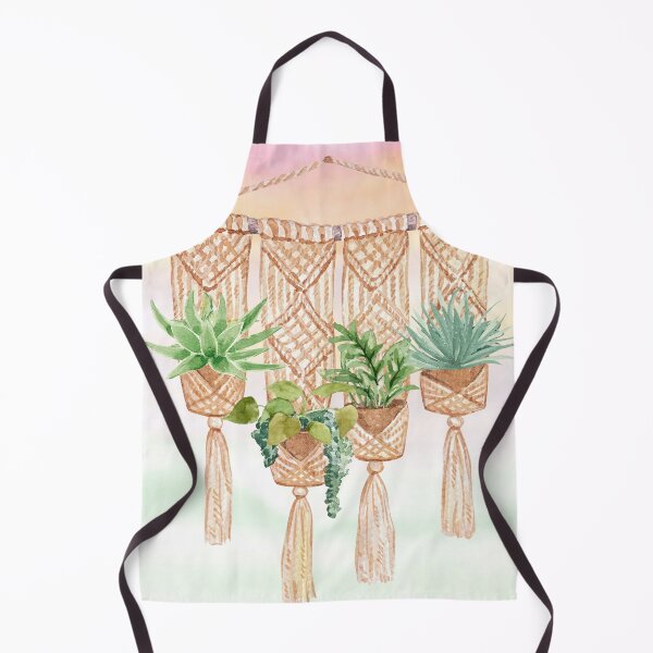 Item preview, Macramé Hanging Basket - Cute Potted Plants Watercolor Art designed and sold by SeasonsChange-.