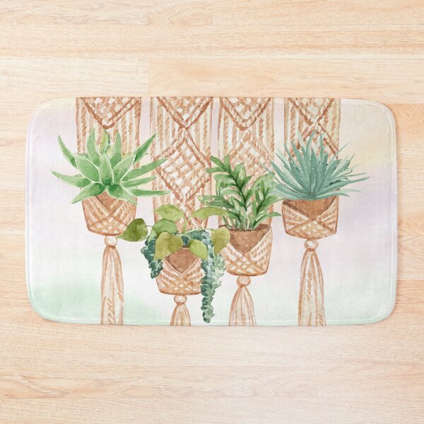 Item preview, Macramé Hanging Basket - Cute Potted Plants Watercolor Art designed and sold by SeasonsChange-.