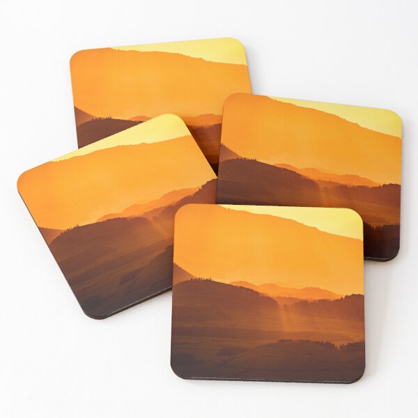 Item preview, Colorful sunrise, orange and yellow colors, sun rays over mountains, golden hour.  designed and sold by AylaHarbich.