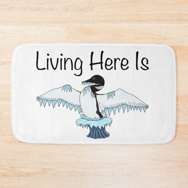 Item preview, Living Here Is Loon-Icy -  Loon Pun Cartoon - Common Loon Cartoon designed and sold by EcoElsa.