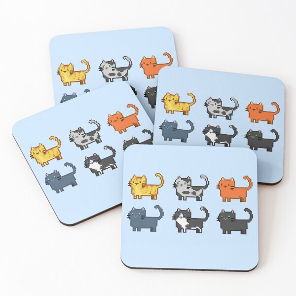 Item preview, Cute Pixel Cats Two Rows designed and sold by With Love, InspireMari.