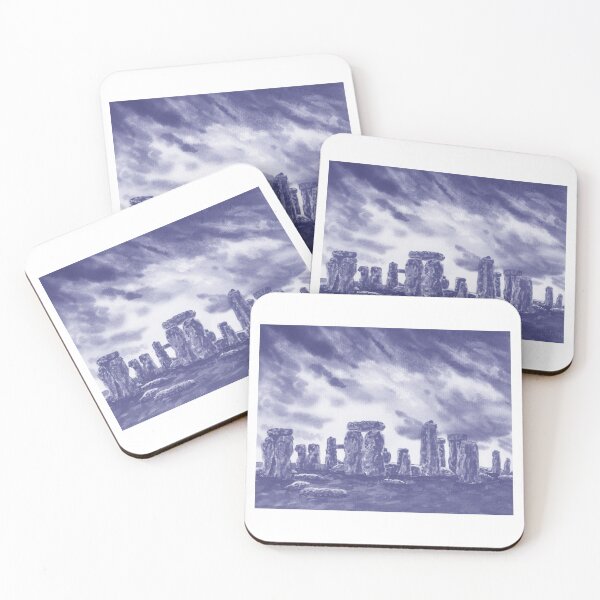 Item preview, Purple Blue Very Peri England Stonehenge Monument At Sunset Watercolor Landscape  designed and sold by Irina Sztukowski.