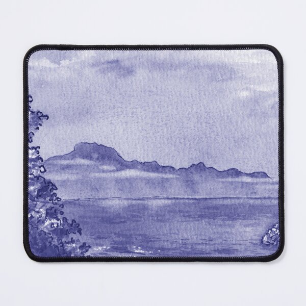 Item preview, Purple Blue Very Peri Chillon Castle Lake Geneva Switzerland Veytaux Watercolor designed and sold by Irina Sztukowski.