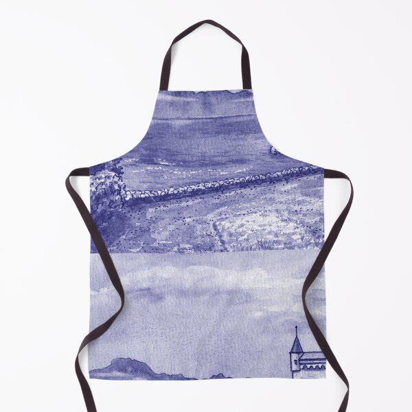 Item preview, Purple Blue Very Peri Chillon Castle Lake Geneva Switzerland Veytaux Watercolor designed and sold by Irina Sztukowski.