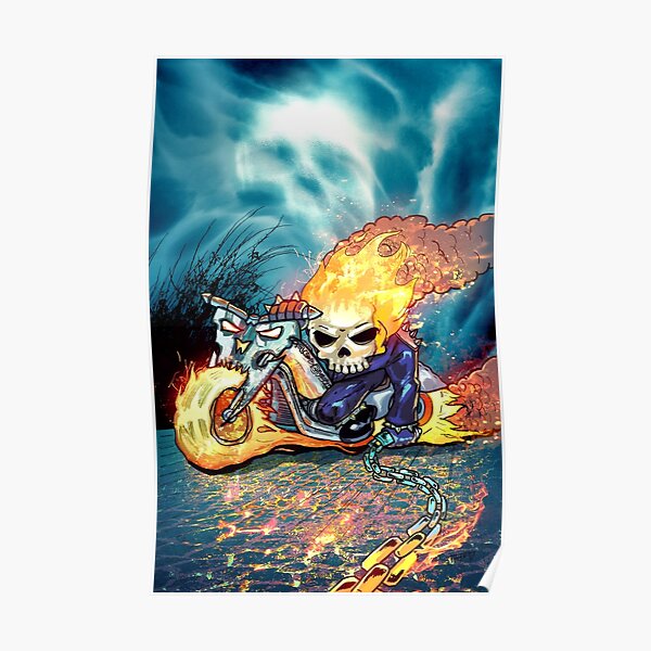 Ghost Rider Auf Einem Hoverboard Poster Von Mattcurtis Redbubble