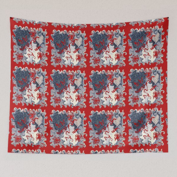 Item preview, White red blue - dynamic fantasy pattern partly with lettering designed and sold by kikidu21.