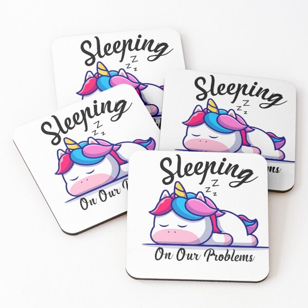 Item preview,  Sleeping On Our Problems Funny And Cute Unicorn Illustration designed and sold by Kitten2220.