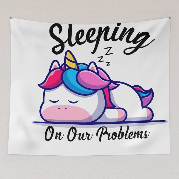 Item preview,  Sleeping On Our Problems Funny And Cute Unicorn Illustration designed and sold by Kitten2220.