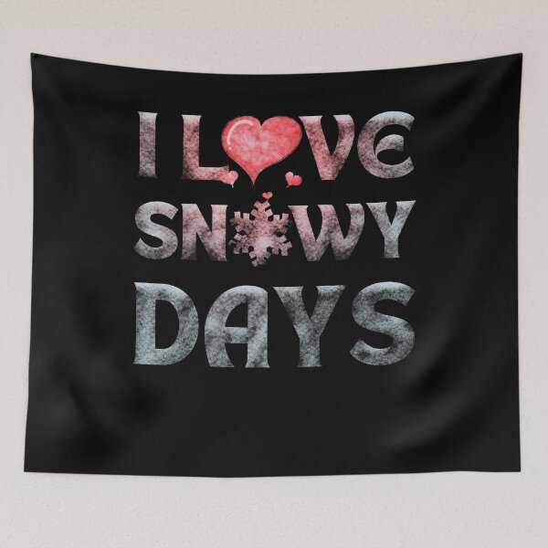 Item preview, I love snowy days red heart light black background designed and sold by Chaos-Touch.