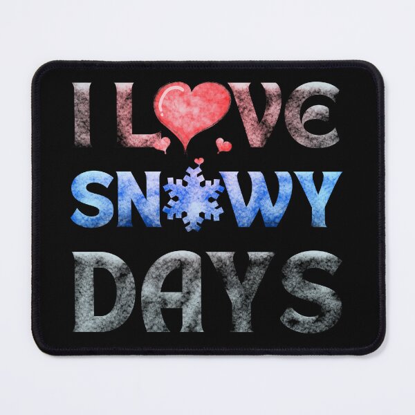 Item preview, I love snowy days red heart light blue snowflake black background designed and sold by Chaos-Touch.
