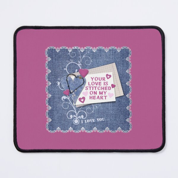 Item preview, Jean Patch:...Stitched on My Heart (on Pink) designed and sold by PawsitiveMum.