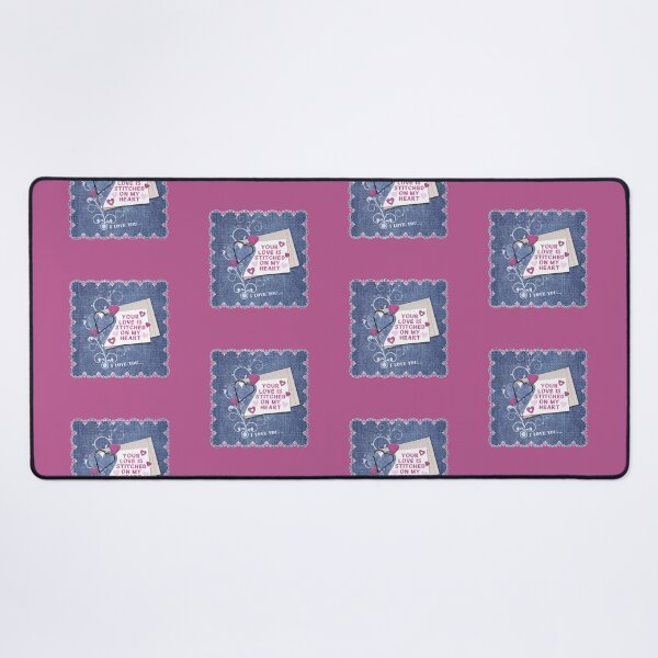 Item preview, Jean Patch:...Stitched on My Heart (on Pink) designed and sold by PawsitiveMum.