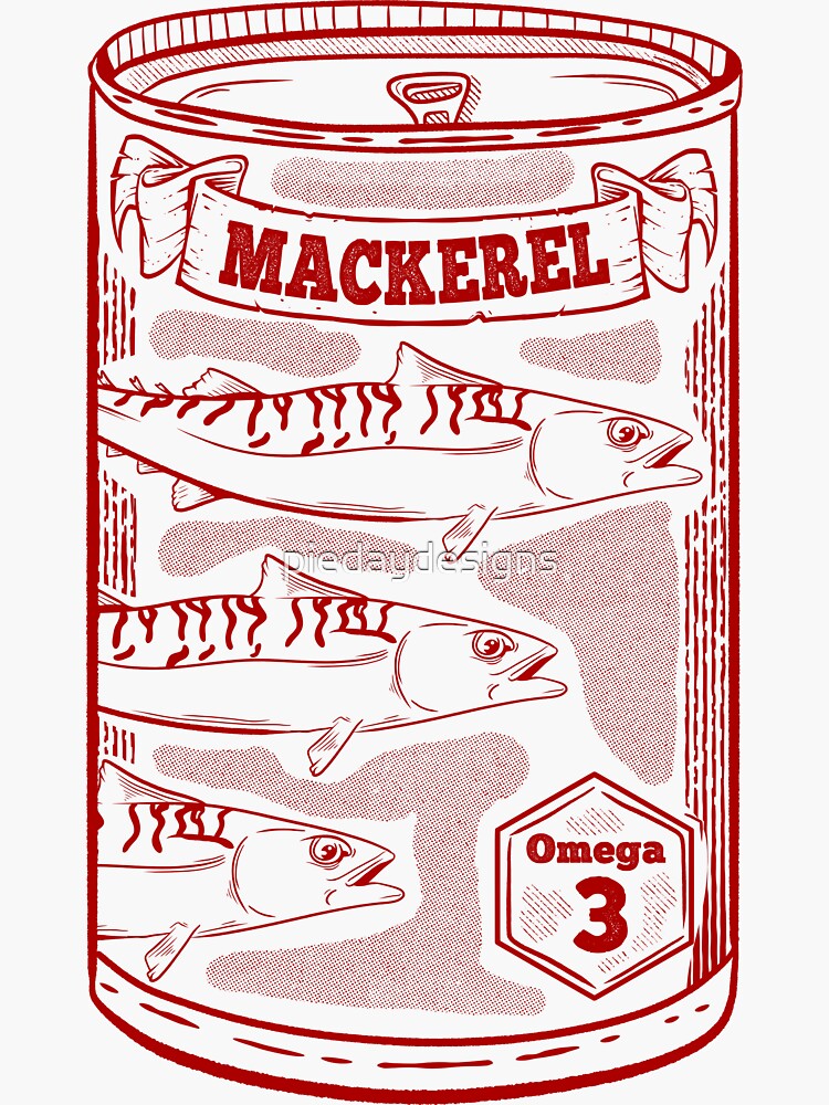 "Mackerel Omega 3" Sticker for Sale by piedaydesigns Redbubble