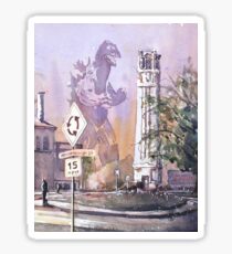 Monster destroying NCSU Bell-Tower in Raleigh, NC. Sticker