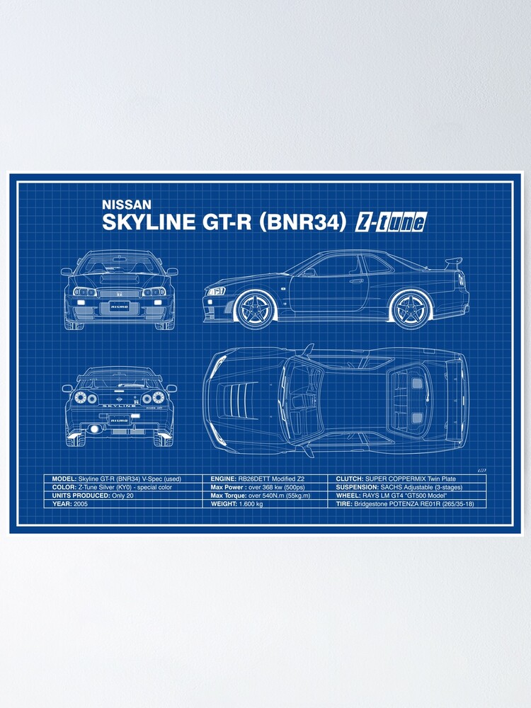 Blueprint - Nissan Skyline GT-R (R34) Z-Tune (Blue)