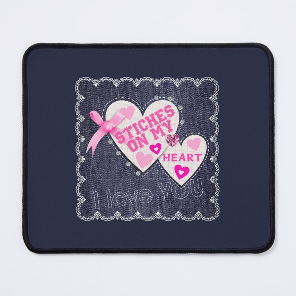 Item preview, Jean Patch: Stitches On My Heart…(on Navy Blue) designed and sold by PawsitiveMum.