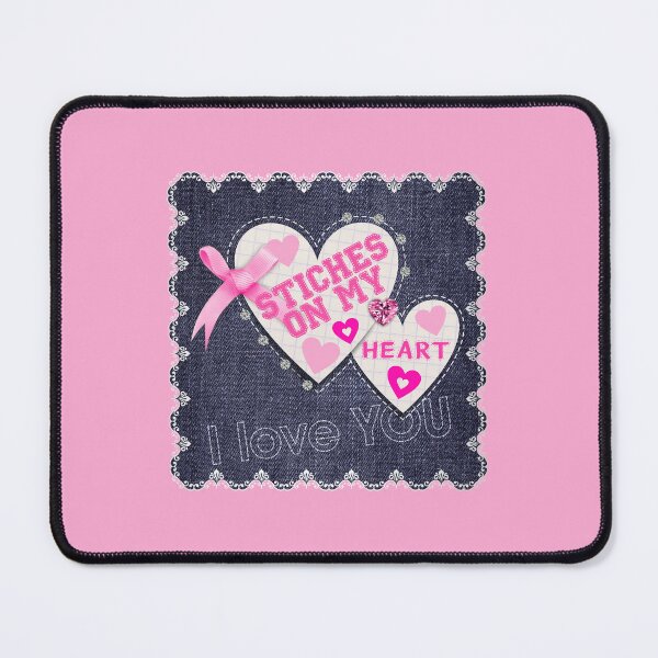 Item preview, Jean Patch: Stitches On My Heart…(on Pink) designed and sold by PawsitiveMum.