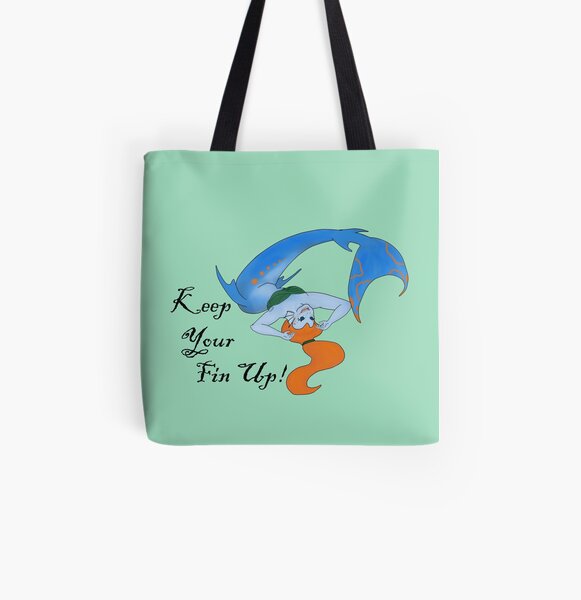 Keep Your Fin Up! All Over Print Tote Bag