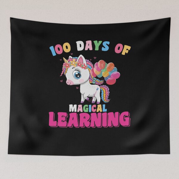 Aperçu de l'œuvre 100 jours d'école Unicorn Girls Teacher 100e jour d'école cadeau pour les étudiants, les enseignants, les femmes, les enfants, les filles créée et vendue par wasimedox.
