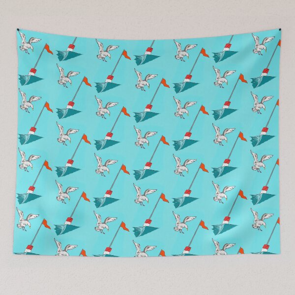 Item preview, High Flyer Longline Buoy Flag and Seagull Alaska Fishing Scene AK Ocean Sea Living designed and sold by akaesthetic.