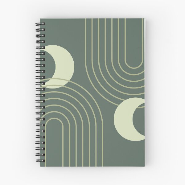 Item preview, Mid Century Modern Geometric 124 in Forest Sage Green shades (Rainbow and Sun Abstraction) designed and sold by nineFlorals.