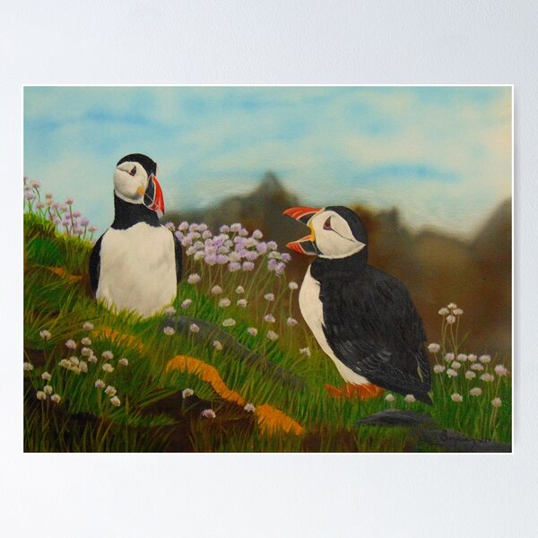 Item preview, Atlantic Puffins - oil painting designed and sold by Brelisa.