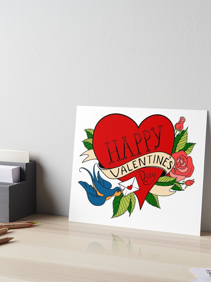 Valentines Day card. Old school tattoo style. Stock Illustration by  ©annett.net@gmail.com #179584534