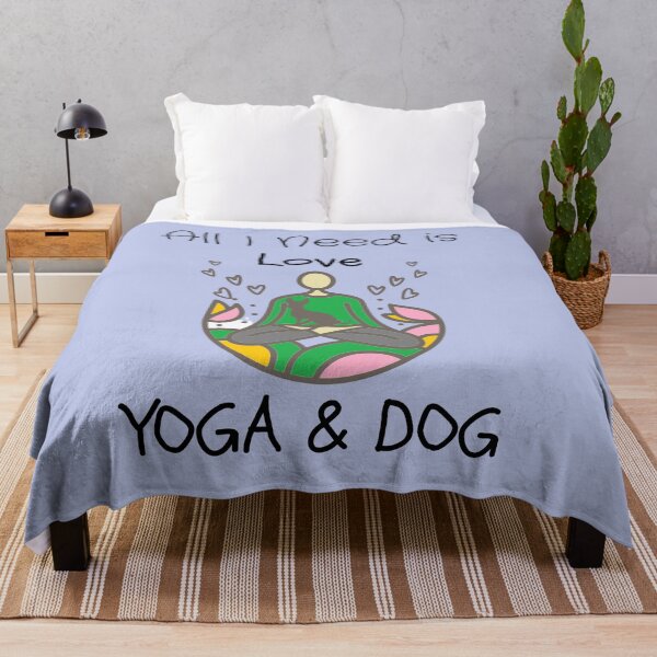 Item preview, All I Need is Love Yoga and Dog Dog and yoga lover Gift designed and sold by BronikowskiART.