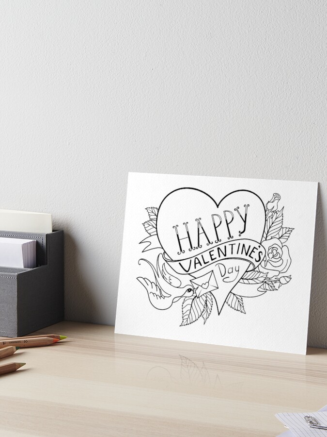 Valentines Day image. Old school tattoo style. | Art Board Print