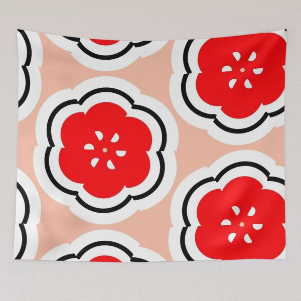 Item preview, Retro abstract illustration motif of red flowers. designed and sold by DaliaSabryTee.