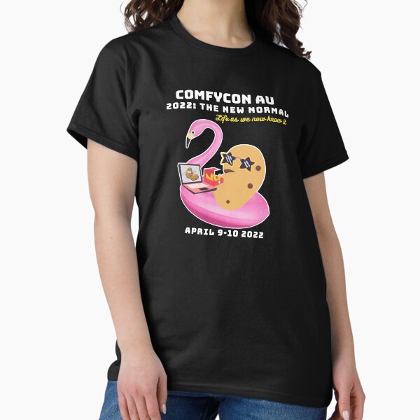 Vista previa del artículo con la obra «ComfyCon AU Abril 2022 Tiras de pollo (oscuro)», diseñado y vendido por ComfyConAU.