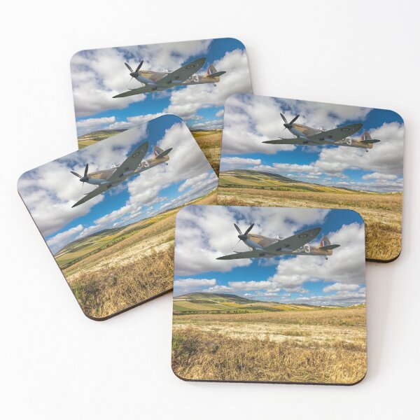 Item preview, Spitfire fighter war plane flying over a field. designed and sold by Kevin Hellon.