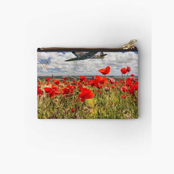 Item preview, Spitfire fighter war plane flying over a poppy field designed and sold by Kevin Hellon.