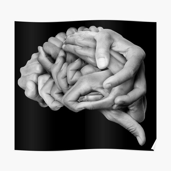 Human brain made with hands Poster