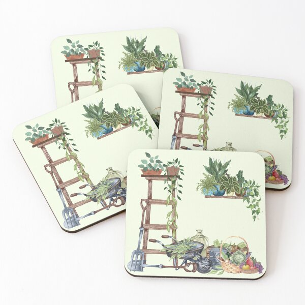 Item preview, Cottage Garden Greenhouse - Potted Plants Watercolor Art designed and sold by SeasonsChange-.