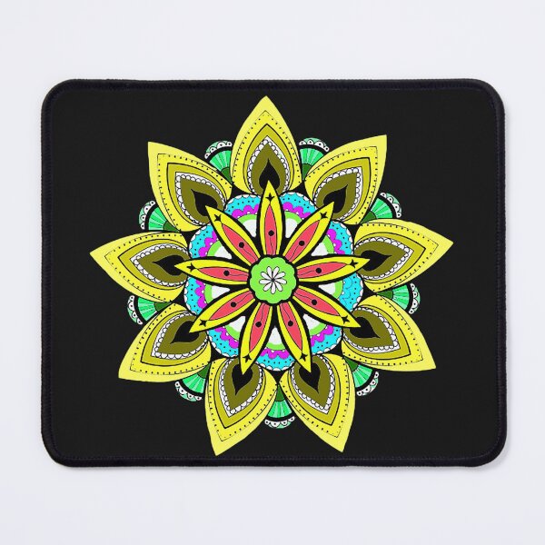 Item preview,   flower mandela,1980s crazy colorblock pattern,neon  yellow pattern,1980s quilt,stained glass,geometric 1980s designed and sold by Nostrathomas66.